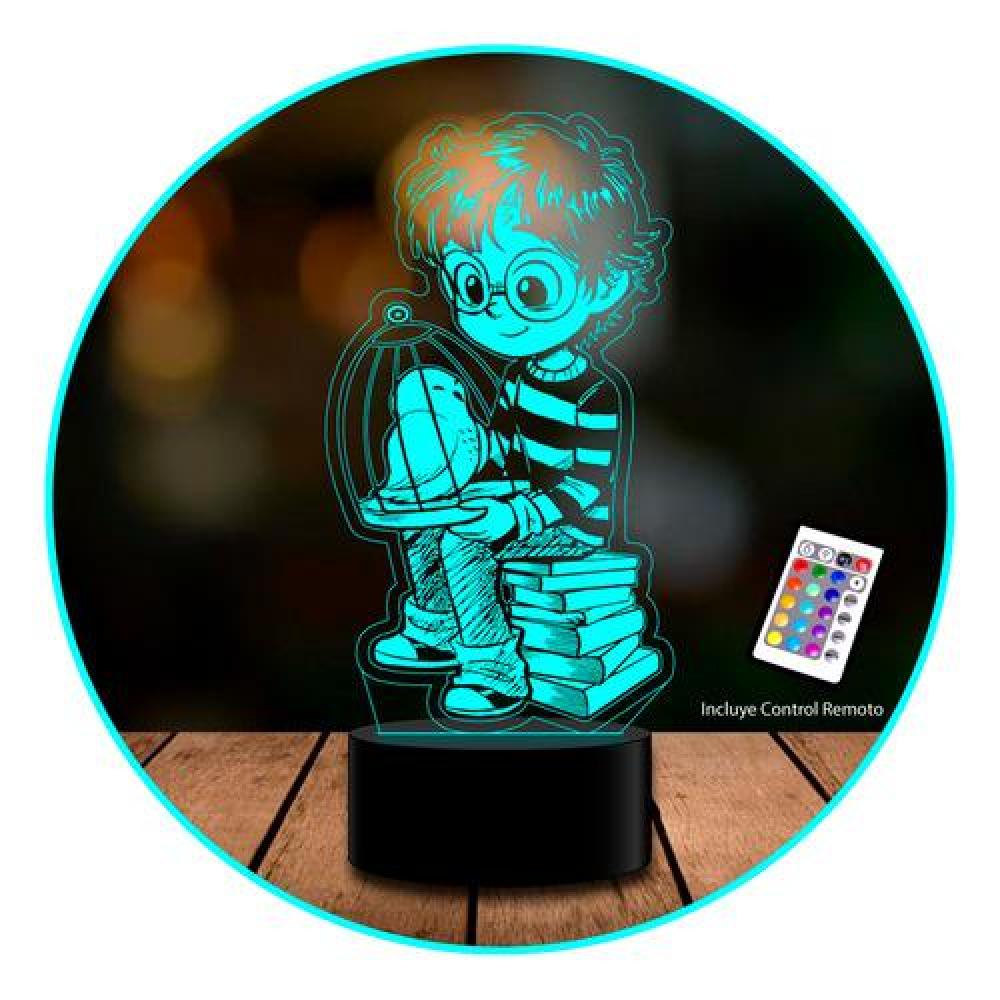 Lámpara Ilusión 3D Harry Potter sentado y buho Hedwig kawaii