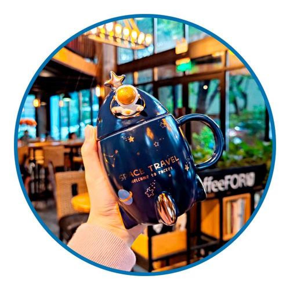 Tazón 3D ceramica cohete tapa cuchara