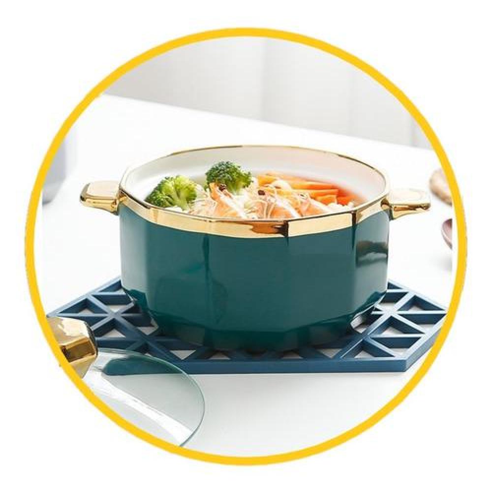 Bowl tipo olla cerámica nórdico dorado ramen
