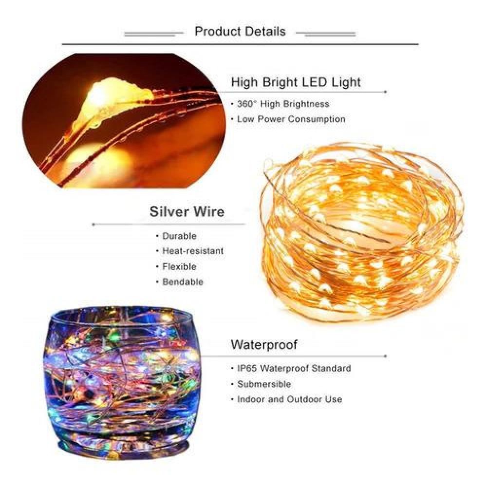 Luz guirnalda Fairy Lights alambre 100 leds 10 mts. hadas