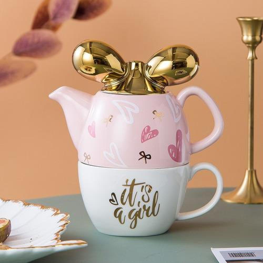 juego de té tetera cerámica individual luxury it´s a girl