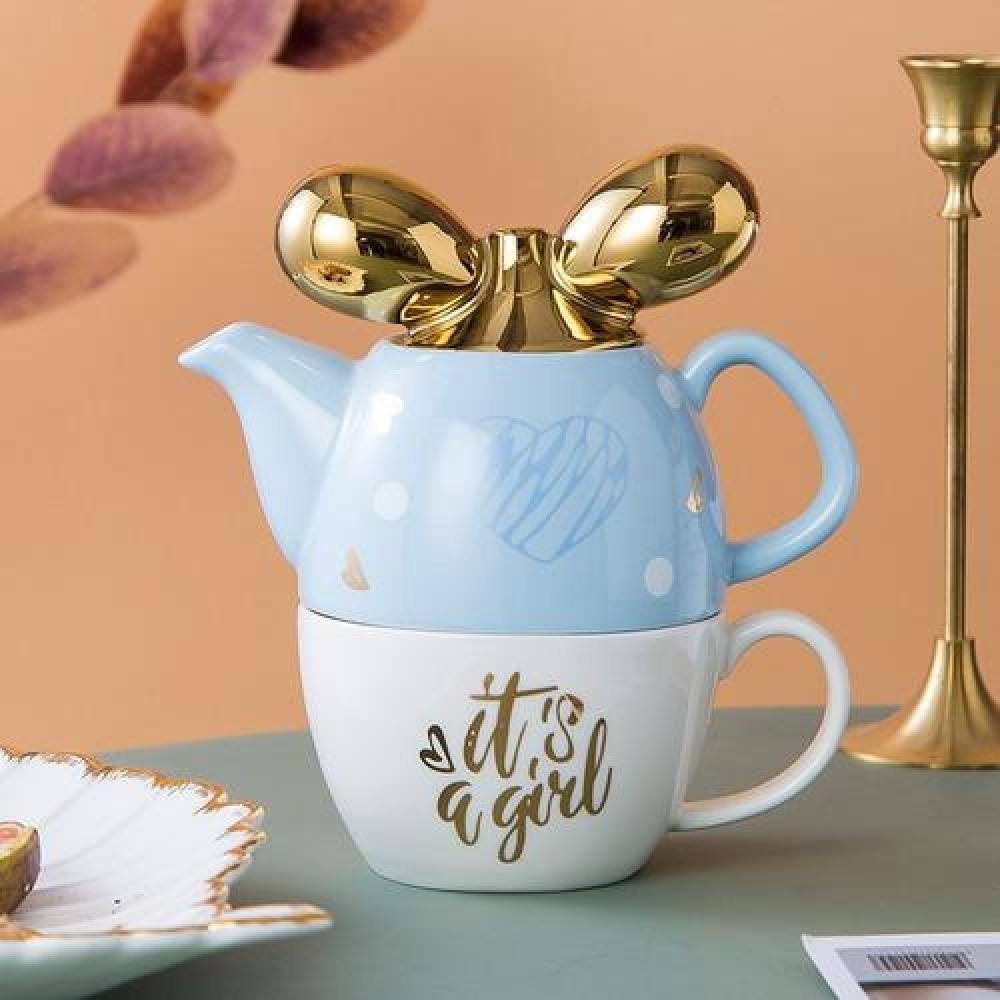 juego de té tetera cerámica individual luxury it´s a girl
