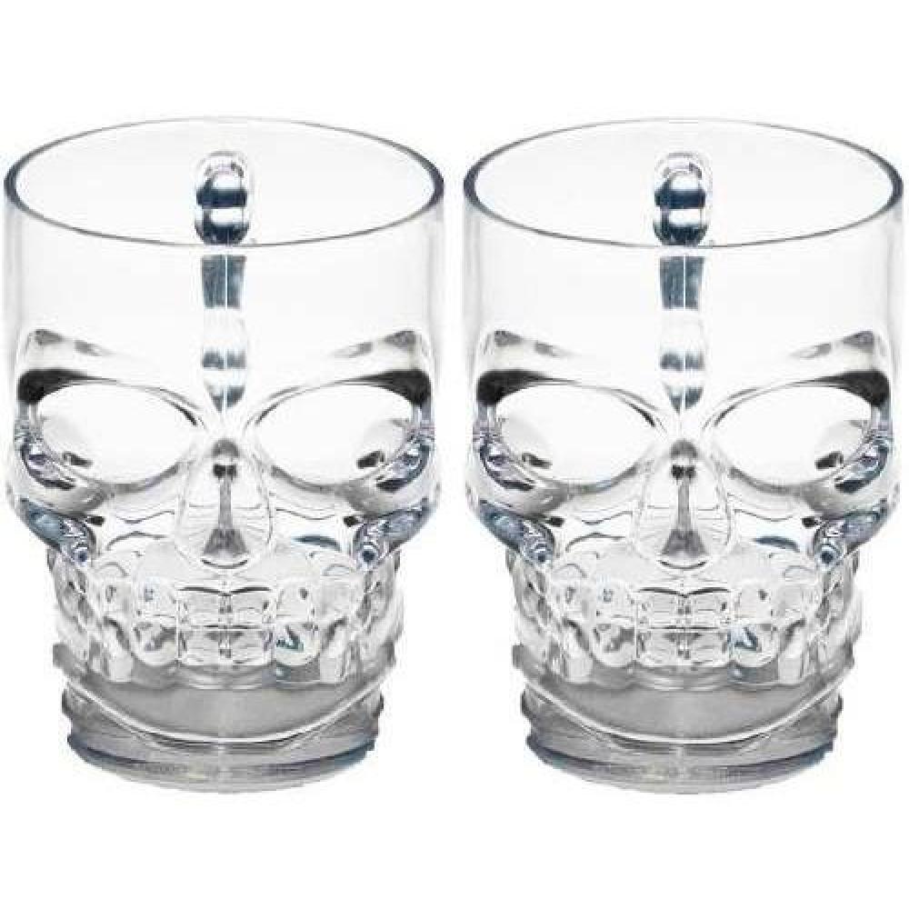 Set 2 Vaso Cervecero Calavera Shopero Chopero Vidrio 480cc