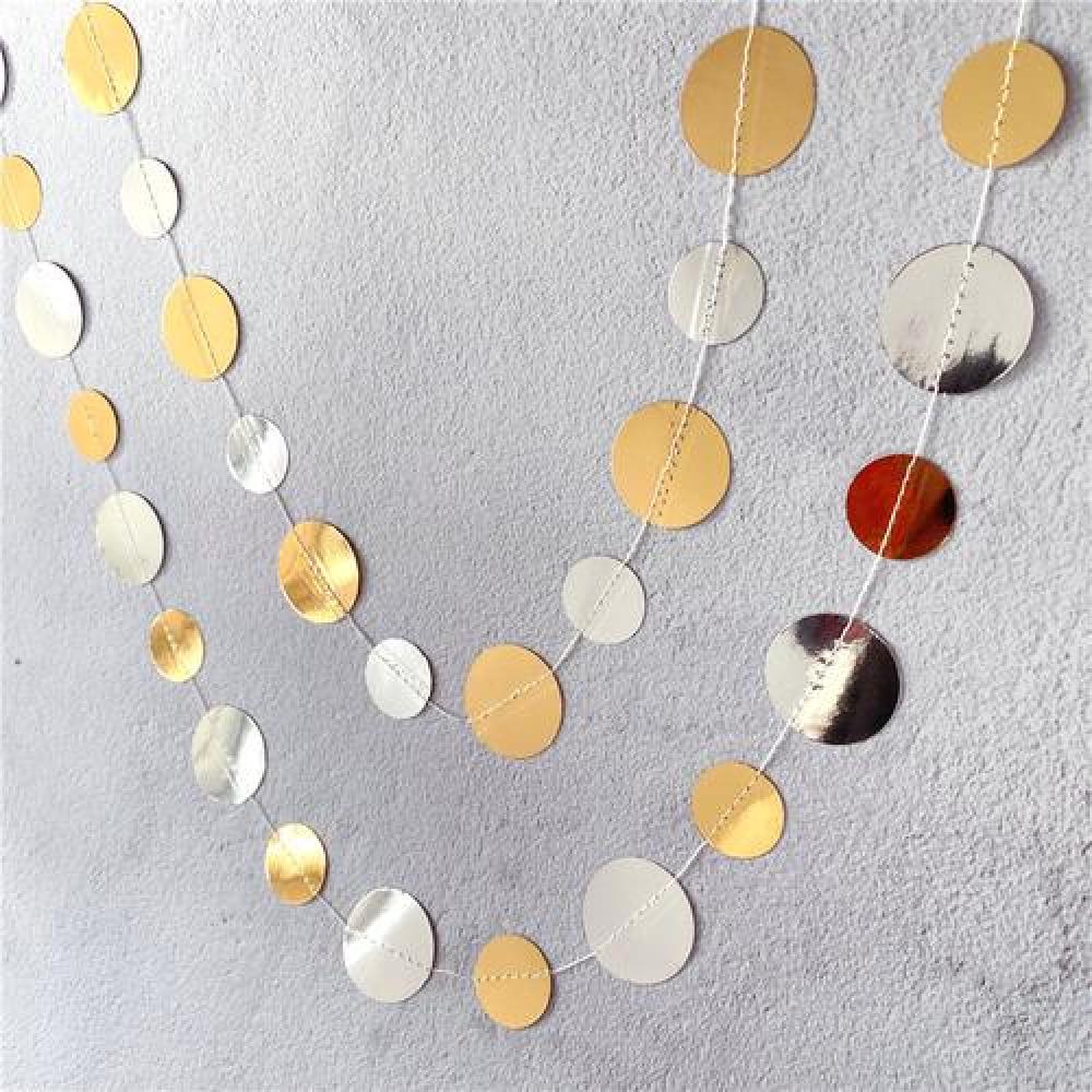 Guirnalda papel Oro o Plata Espejo Circulo Decoracion