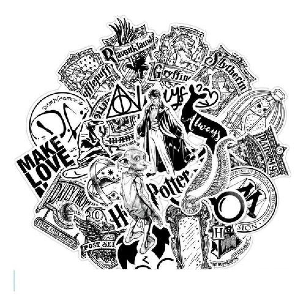 Pack 30 sticker Harry Potter color/ Black& white Impermeable