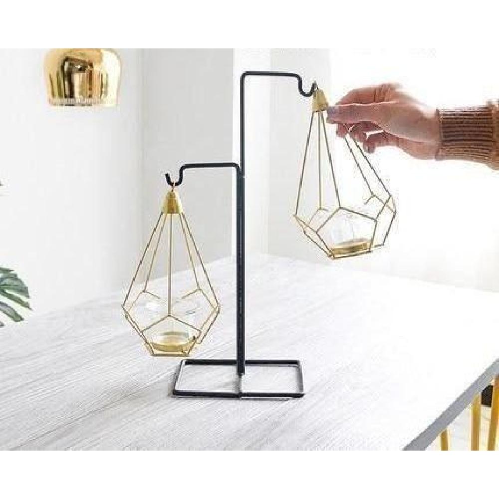 Candelabro Metalico Nordico Doble Colgante Geométrico