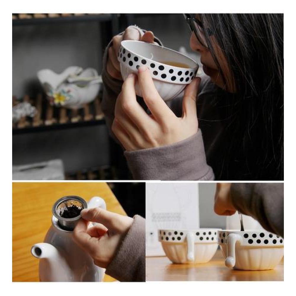 Set Cerámica Té Gatito, Tetera Con Infusor 2 Tazas Gato Cat