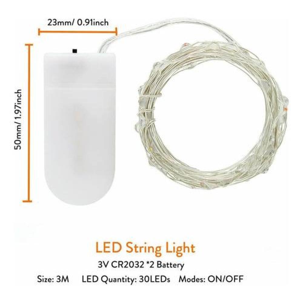 Guirnaldas Luces 30 Micro Led Hadas 3 Metros Pilas