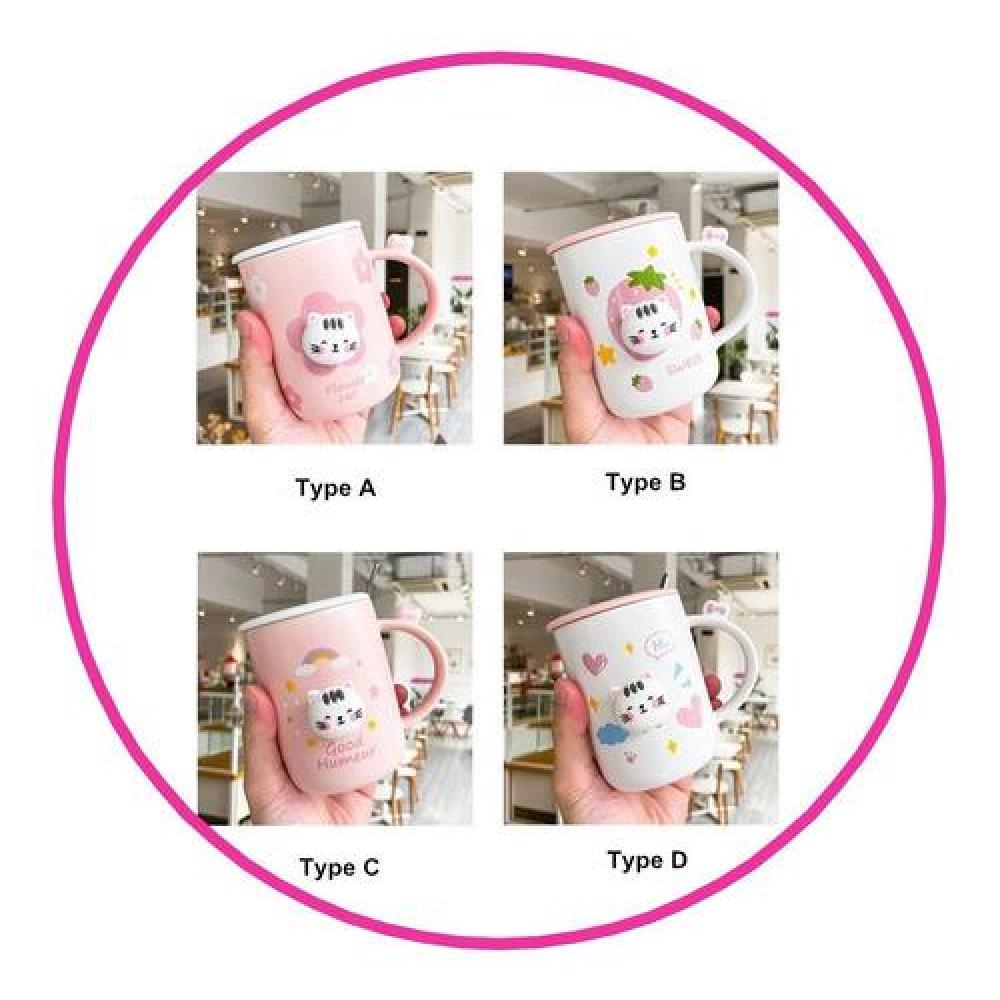 Tazón gatito 3D kawaii con tapa y cuchara