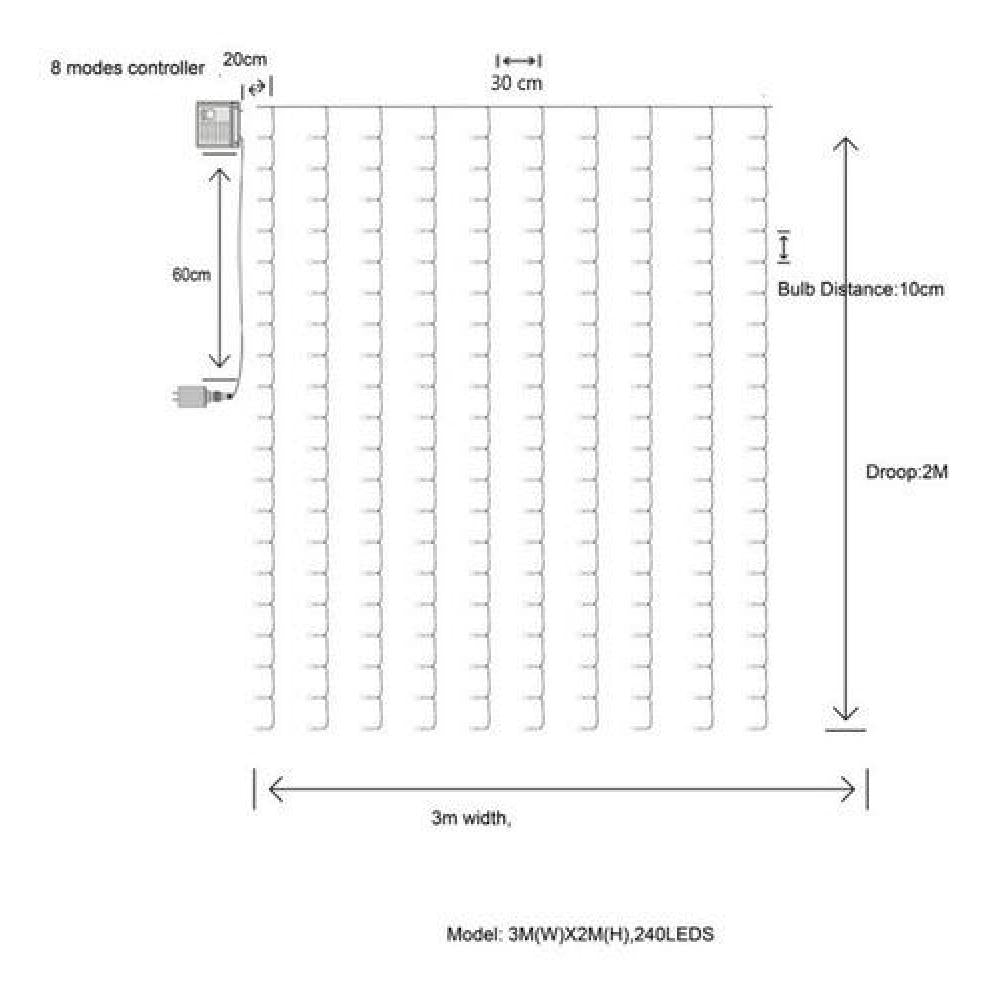 Cortinas Led Blanco Calida 3 X 2 Mts 240 Matrimonios Eventos