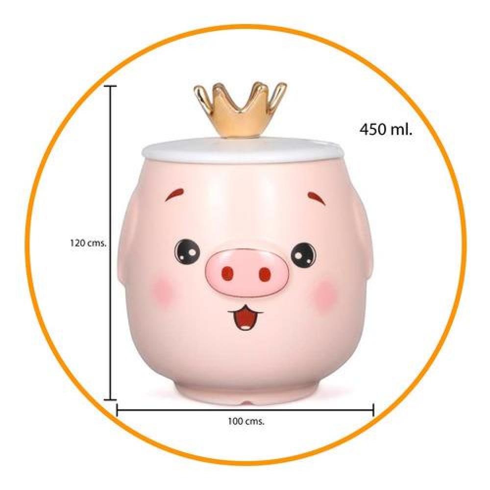 Tazón Chanchito c /Tapa y Cuchara corona Kawaii