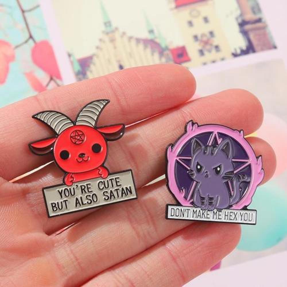 Pack broche Pin divertidos gatito malvado y Baphomet sweet