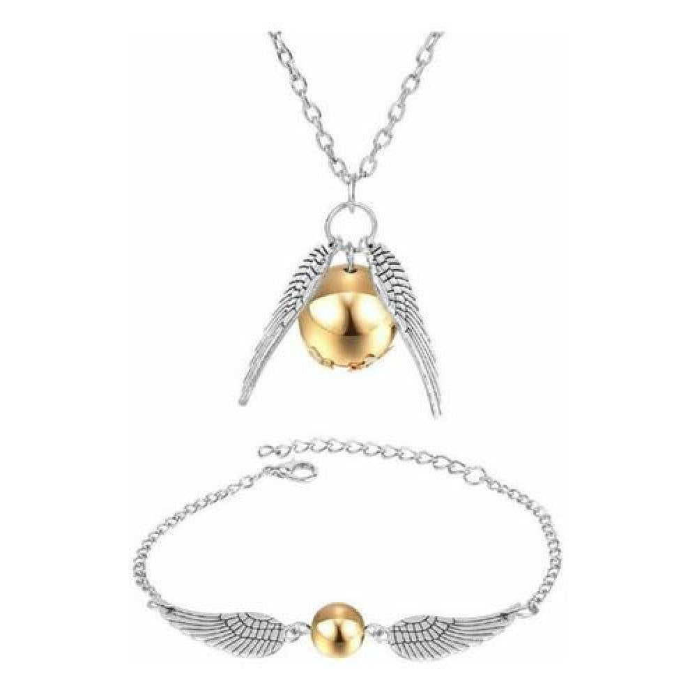 Set Golden Snitch Quidditch Collar + Pulsera Harry Potter