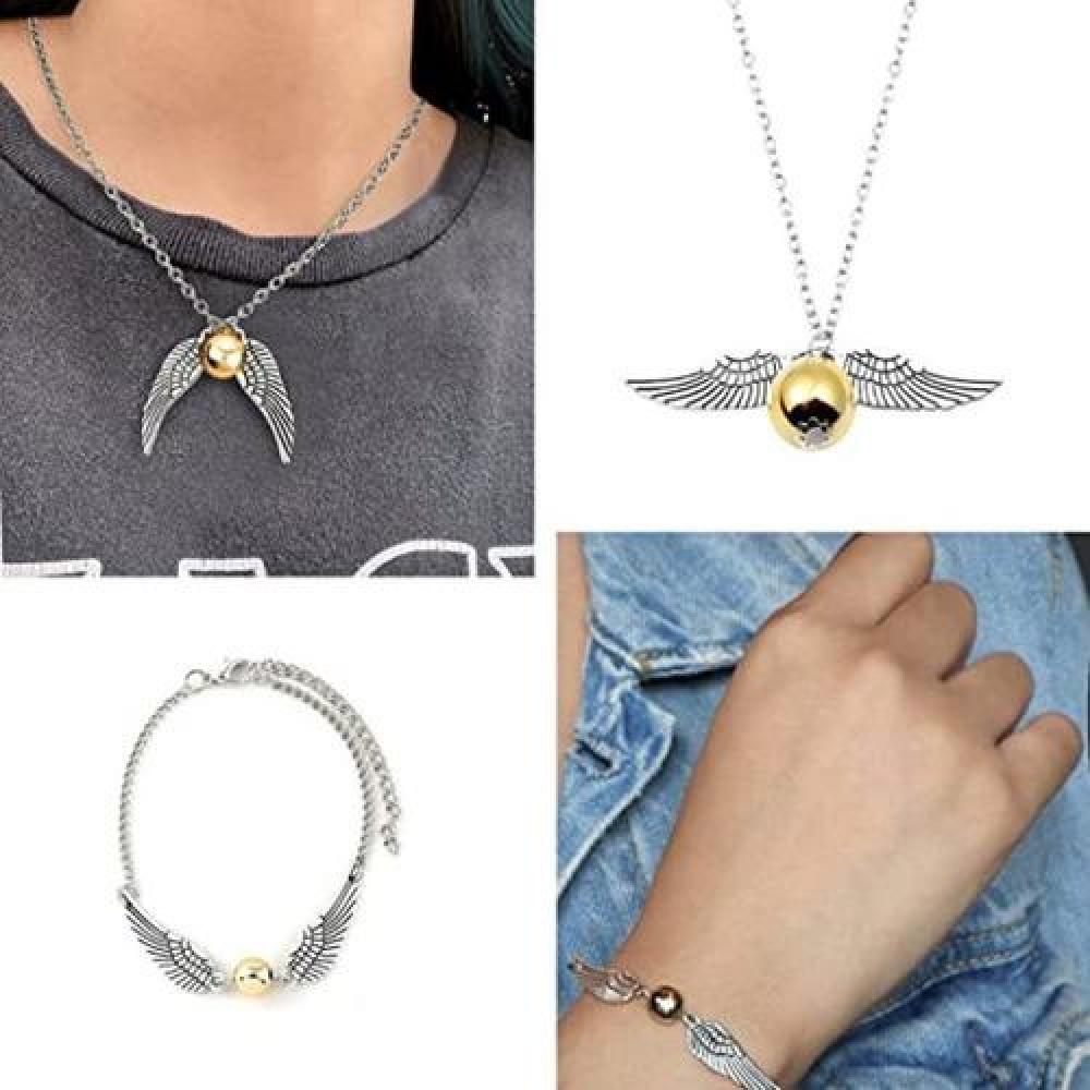 Set Golden Snitch Quidditch Collar + Pulsera Harry Potter