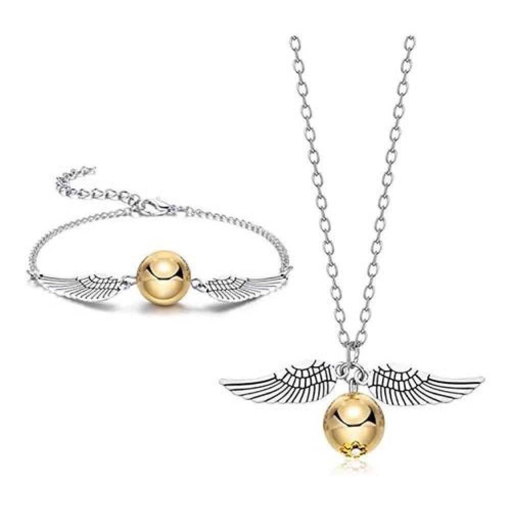 Set Golden Snitch Quidditch Collar + Pulsera Harry Potter