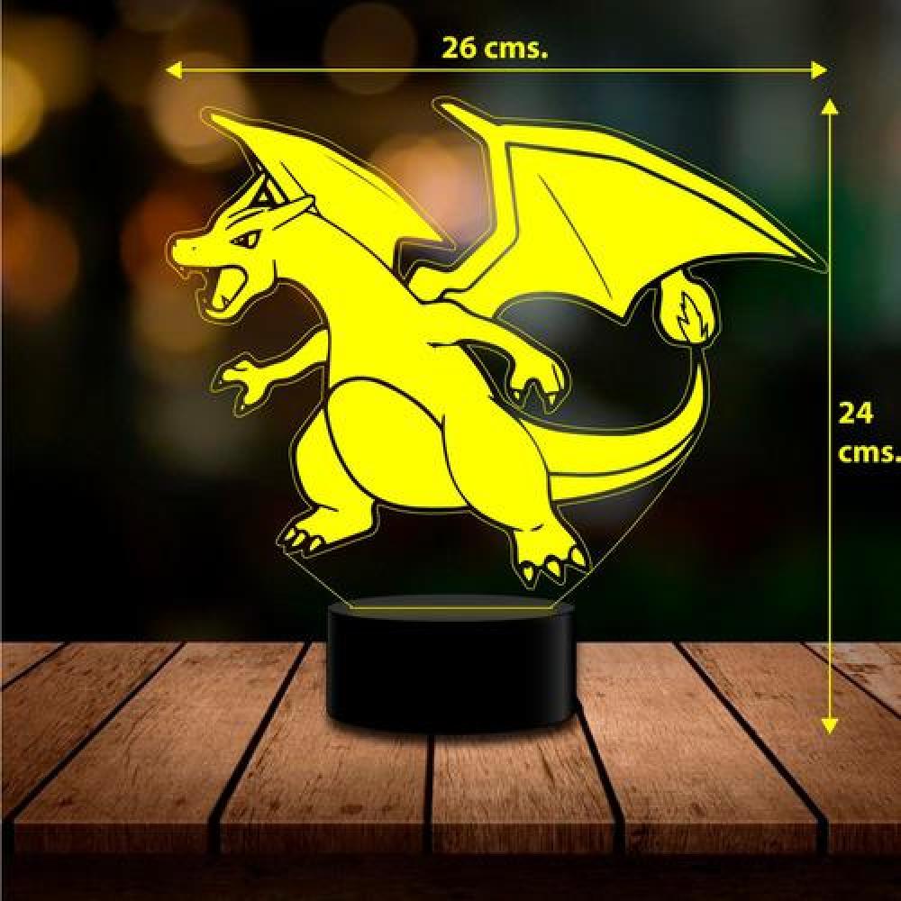 Lámpara 3D Charizard Pokemon con/ remoto