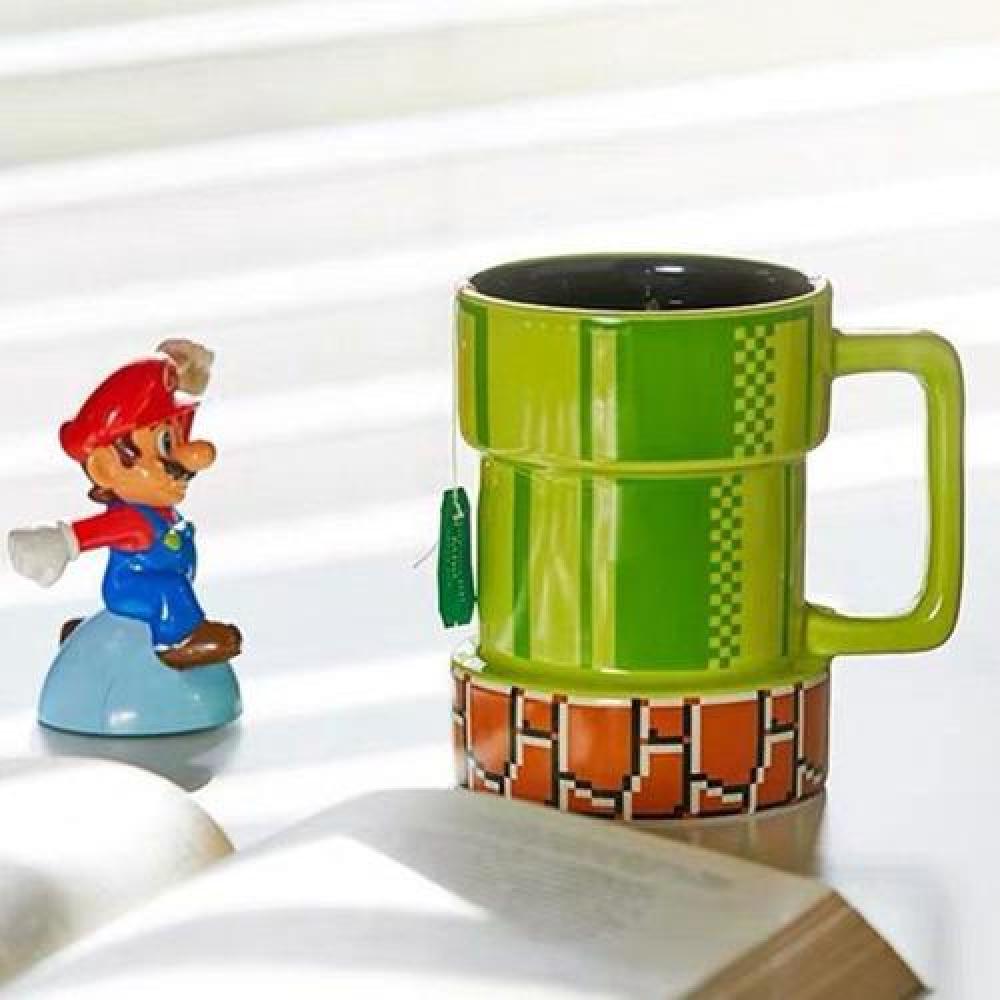 Tazón Taza Cerámica En Forma De Tuberia Mario Bros