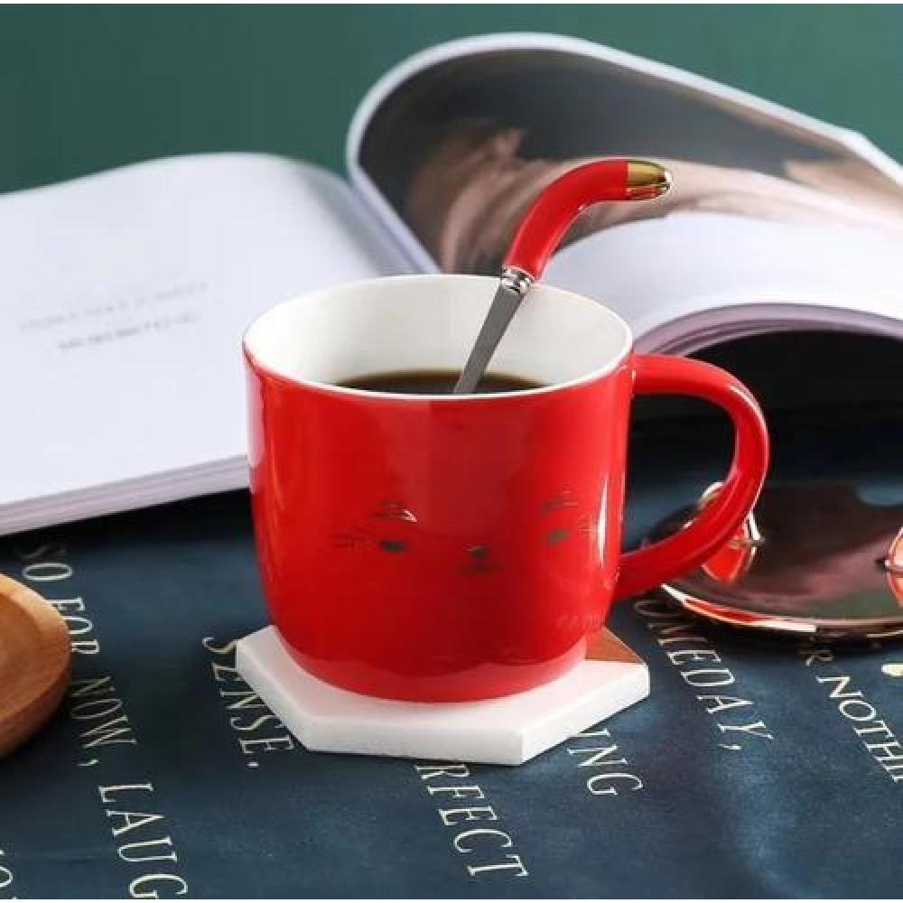 Taza gatito con tapa orejas y cuchara dorado gold