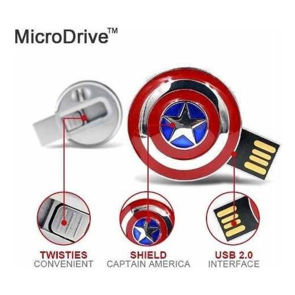 Usb Pendrive 16 Gb Escudo Capitan America Avengers