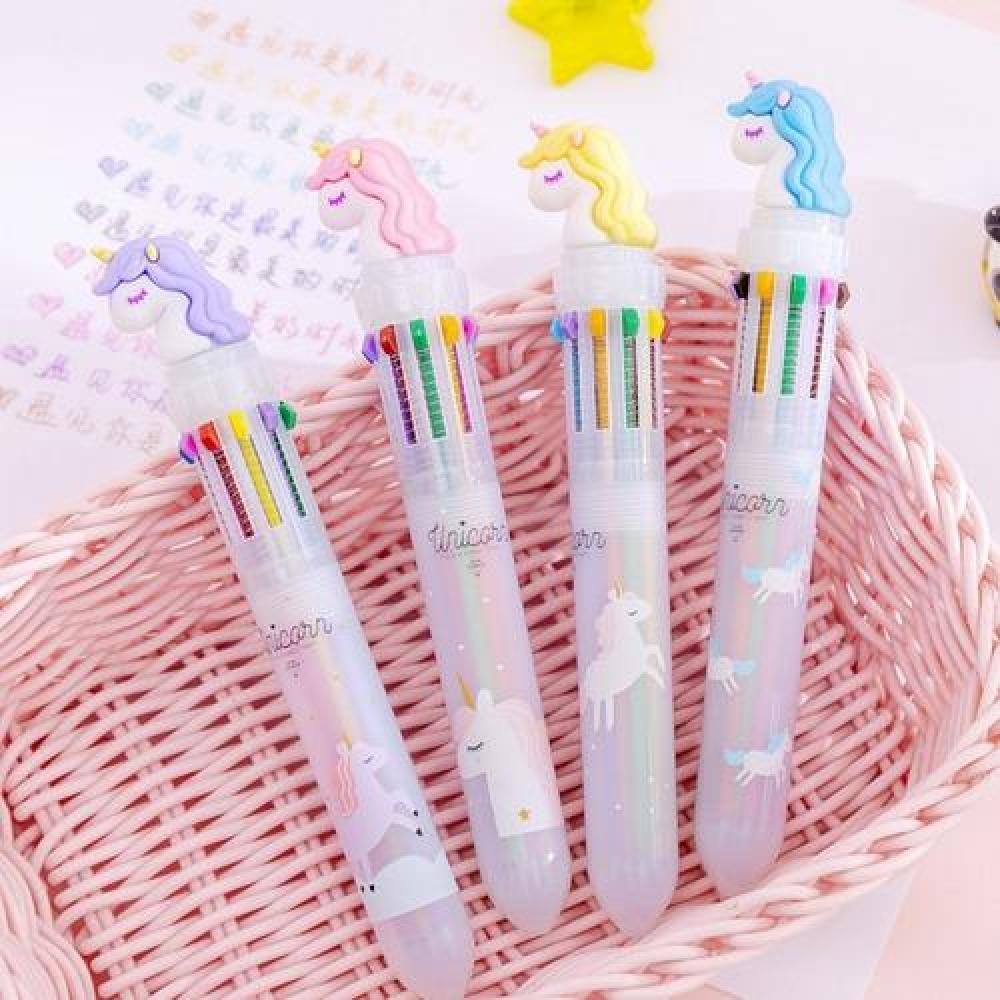 Lápiz Unicornio 10 Colores En 1 Intercambiable Kawaii