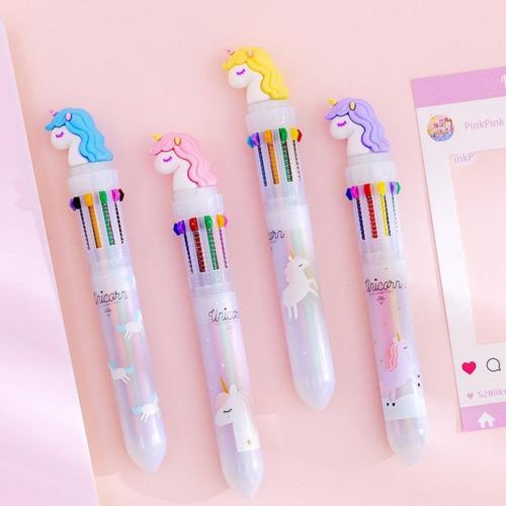 Lápiz Unicornio 10 Colores En 1 Intercambiable Kawaii