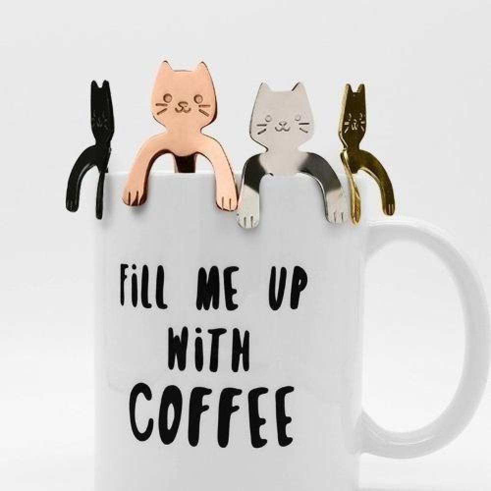 Cuchara Gato Te Colores Acero Inoxidable Kawaii
