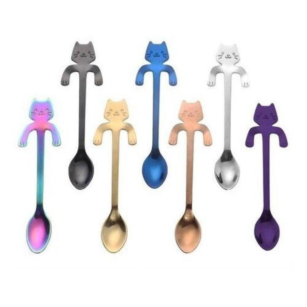 Cuchara Gato Te Colores Acero Inoxidable Kawaii