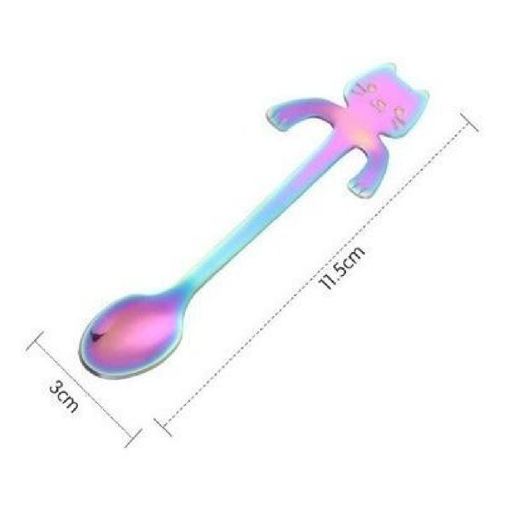 Cuchara Gato Te Colores Acero Inoxidable Kawaii