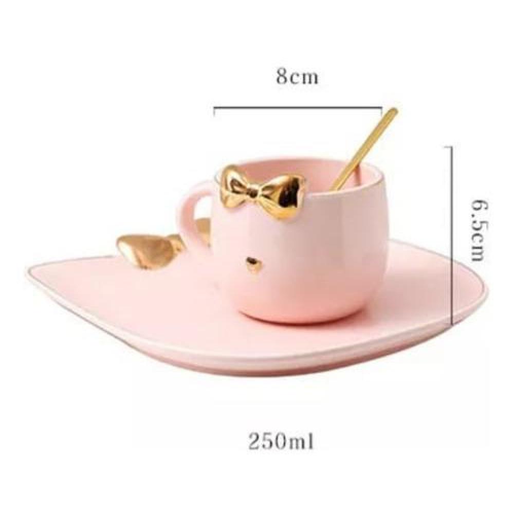 Set de Taza + plato + cuchara gatita diva kawaii so cute