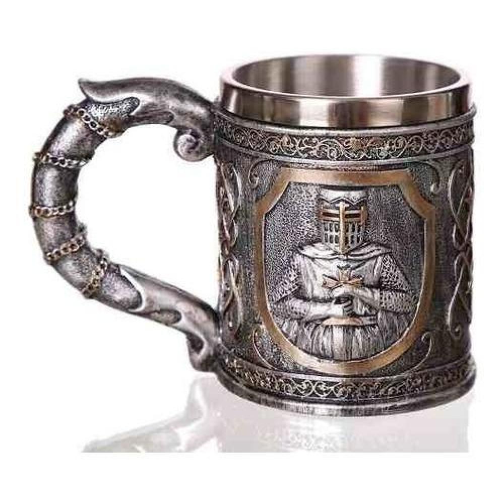 Taza Resina Acero Inox Caballero Medieval Templario