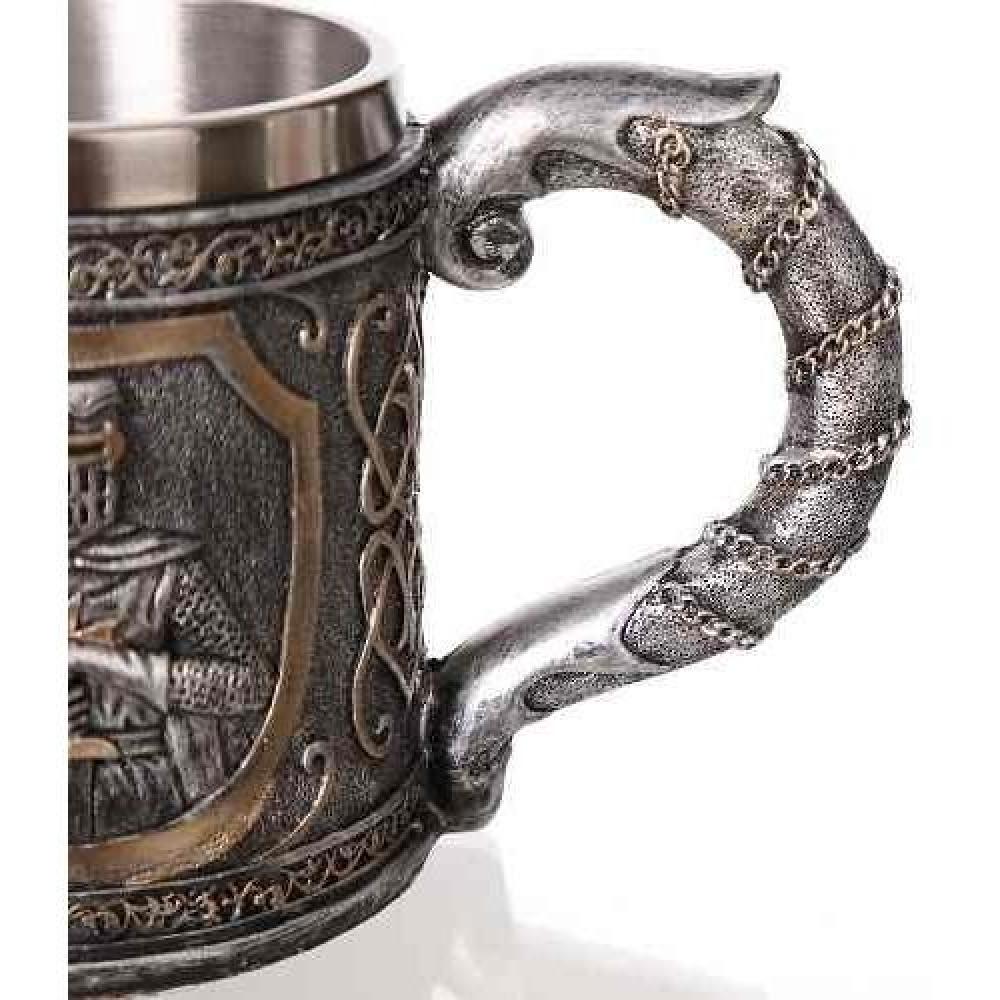 Taza Resina Acero Inox Caballero Medieval Templario