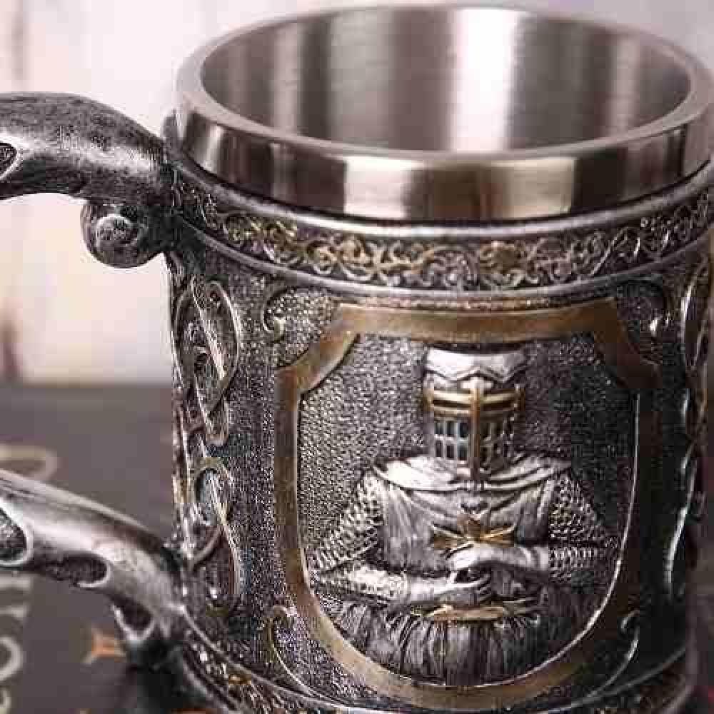 Taza Resina Acero Inox Caballero Medieval Templario