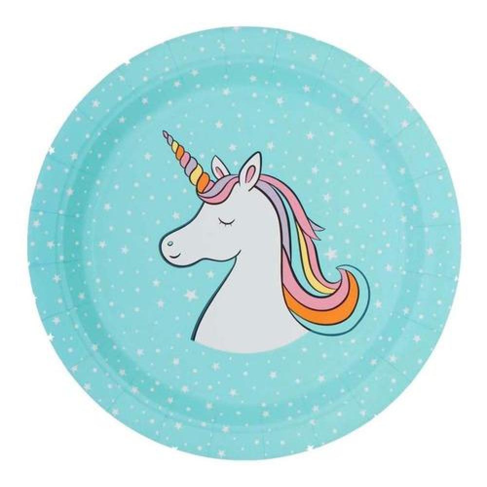 Set Cumpleaños Cotillon Unicornio 10 Niños Rainbow Kawaii