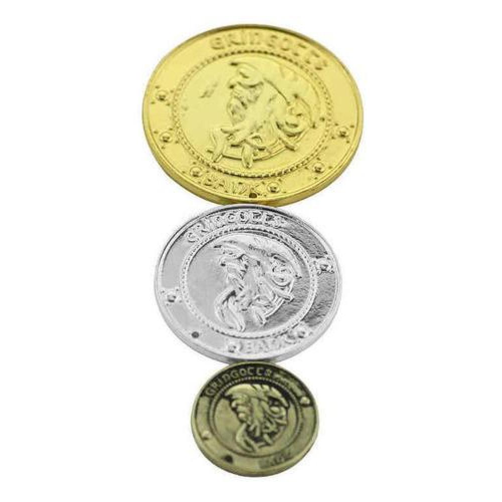 Bolsa de banco Gringotts con 3 monedas Harry Potter