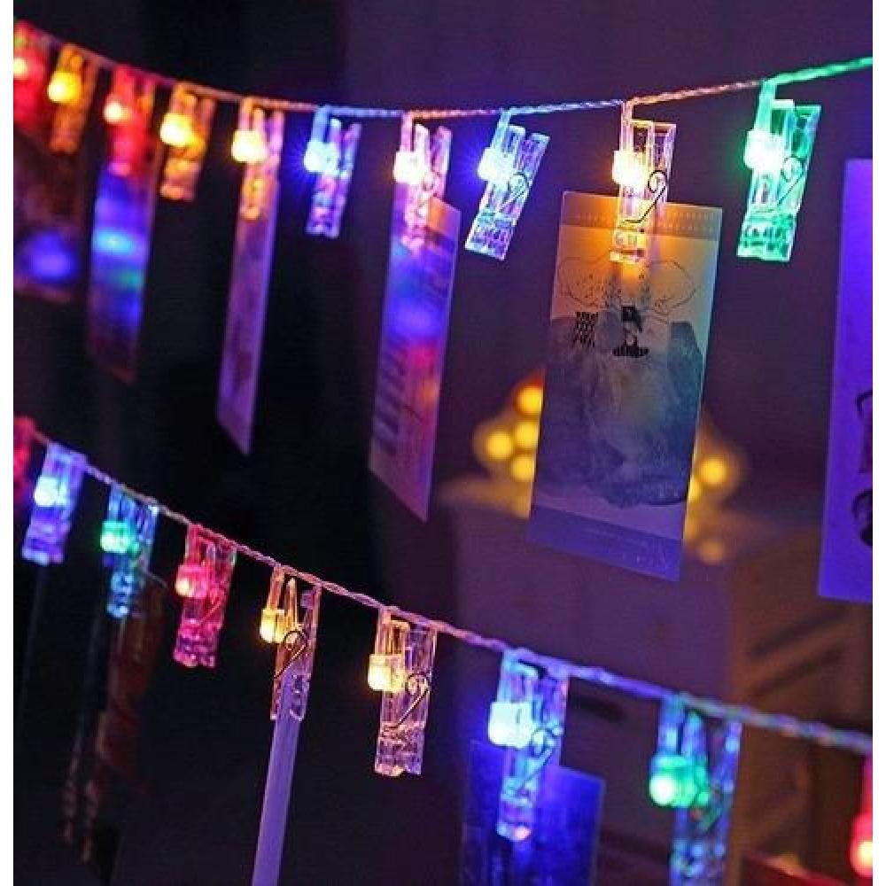 Luces Clip Pilas(perritos) Para 20 Fotos 3 Mts Multicolores