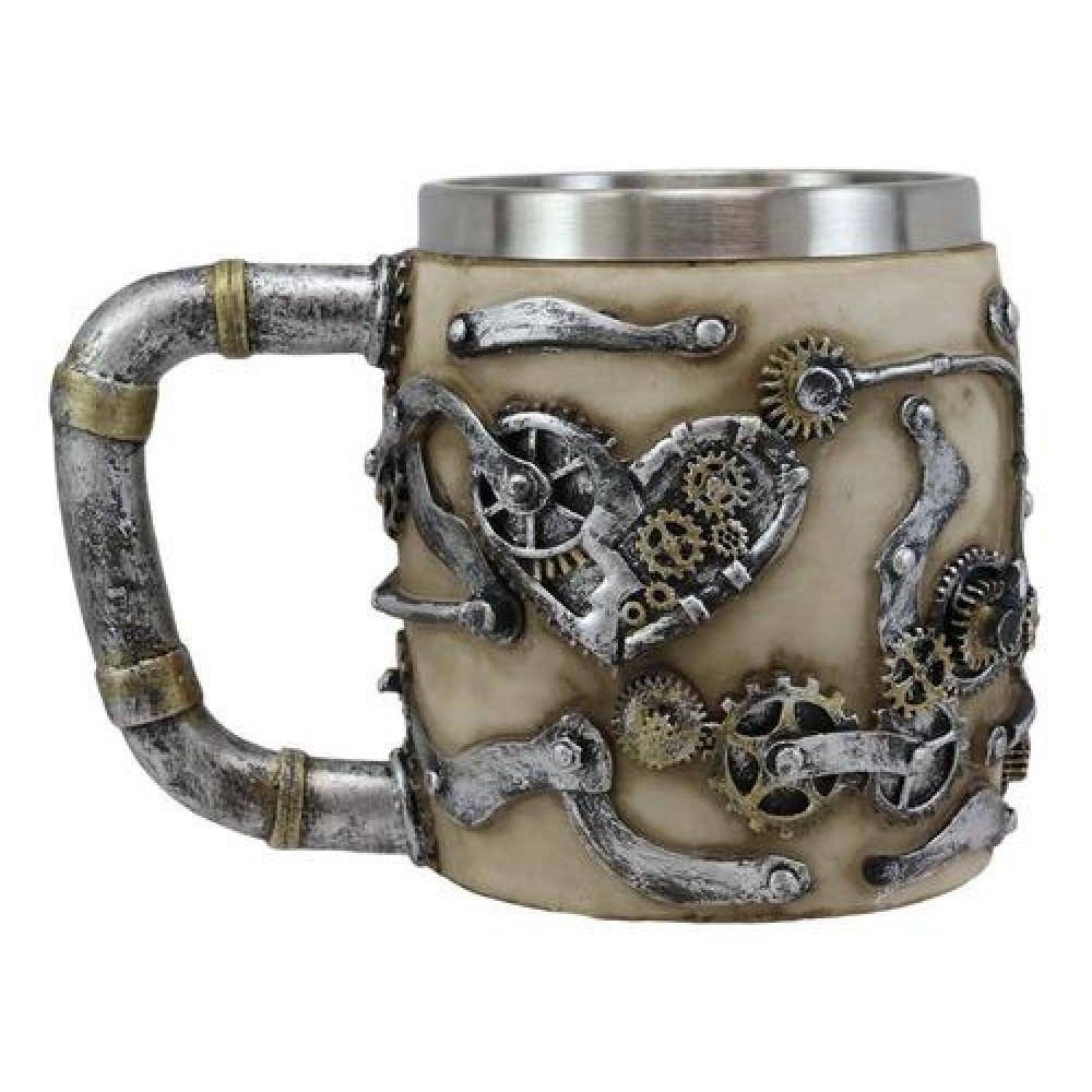 Taza Grande Resina Inoxidable Craneo Gótico Robot