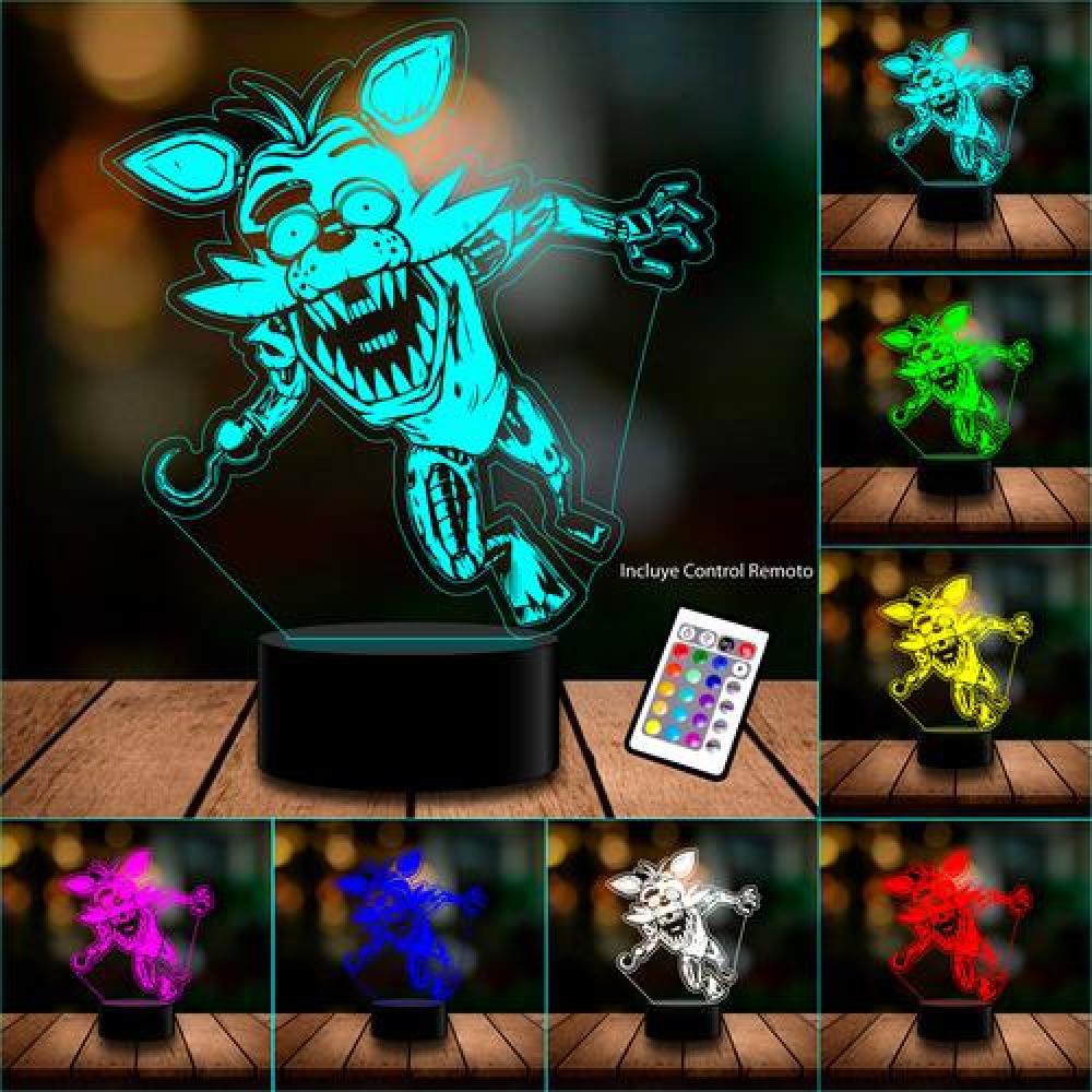 Lampará 3D Foxy Five Nights at Freddys c/ control remoto