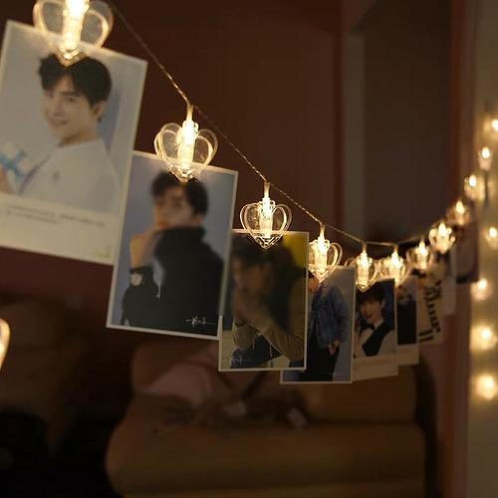 Luces Clip (perritos) corazón para 20 Fotos love enchufable