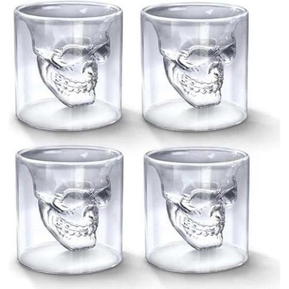 Pack Vasos Shot Calavera doble vidrio