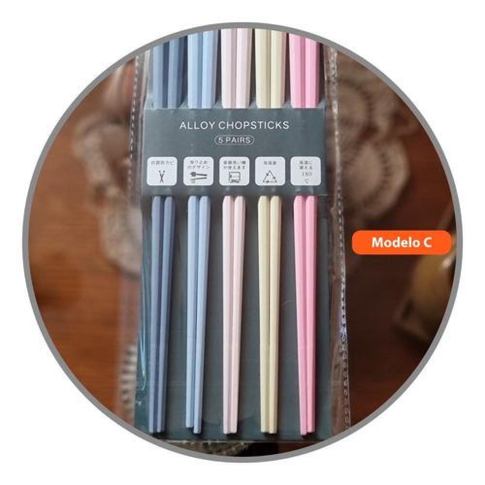 Set palillos chino reutilizables colores pasteles chopstick