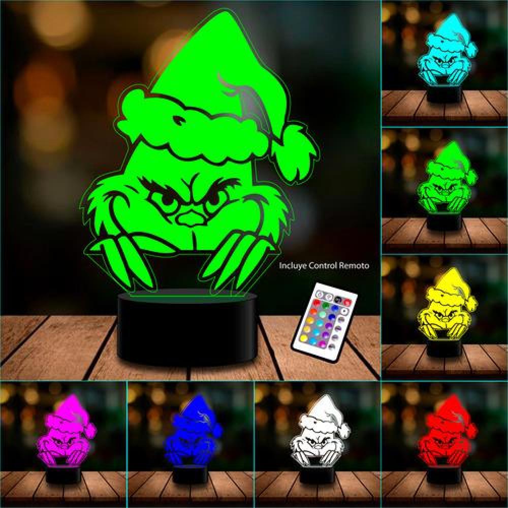 Lámpara led 3D el Rostro del Grinch navidad