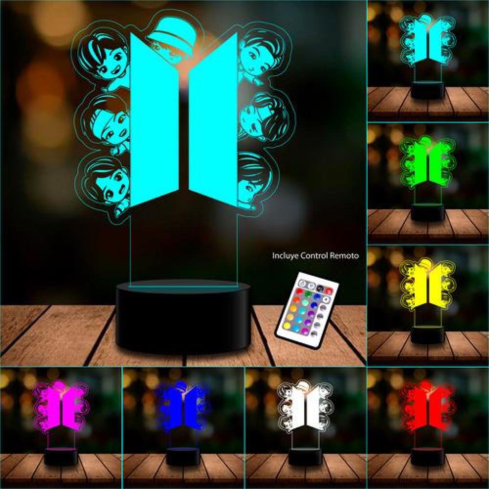 Lámpara 3D BTS BTS21 Control remoto estoykuku Modelo B