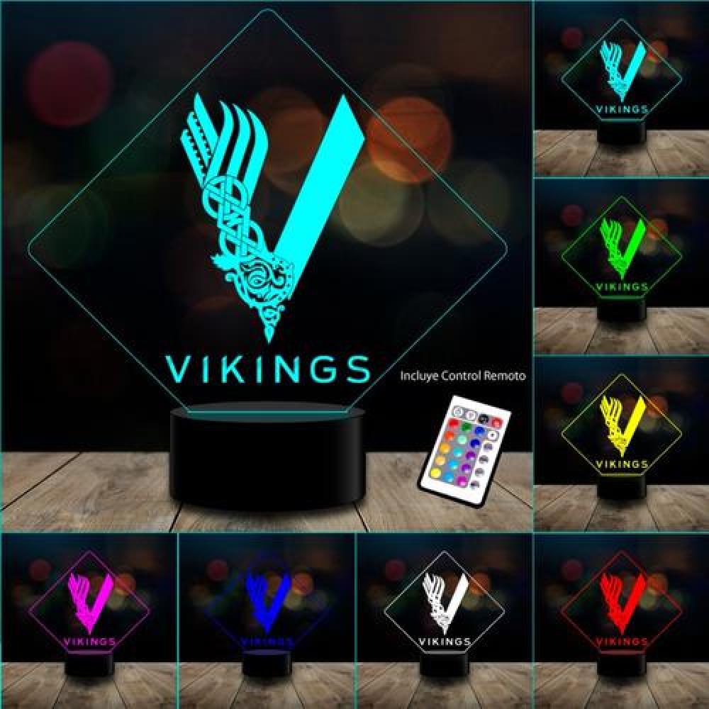 Lampara 3D serie Vikingos  c remoto 16 color estoykuku