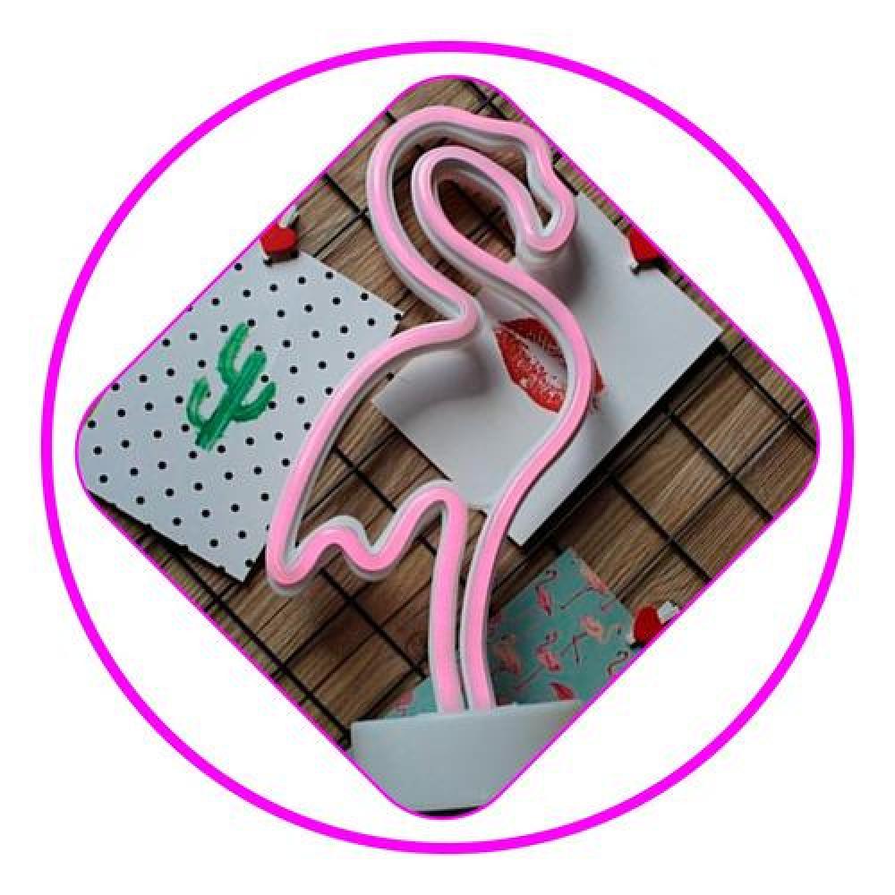 Lámpara Neón led Flamenco pila decoración