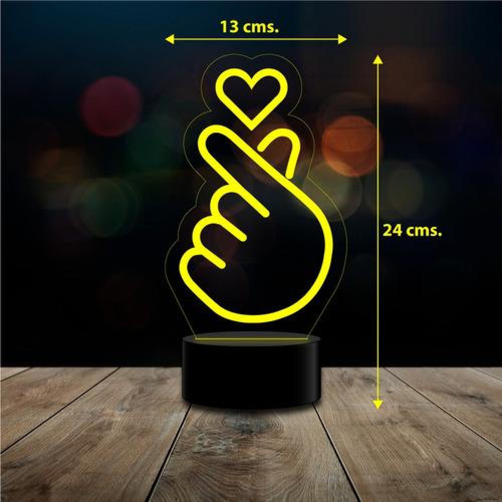 Ilusión led 3D Corazón Coreano K-pop dedos c/remoto colores