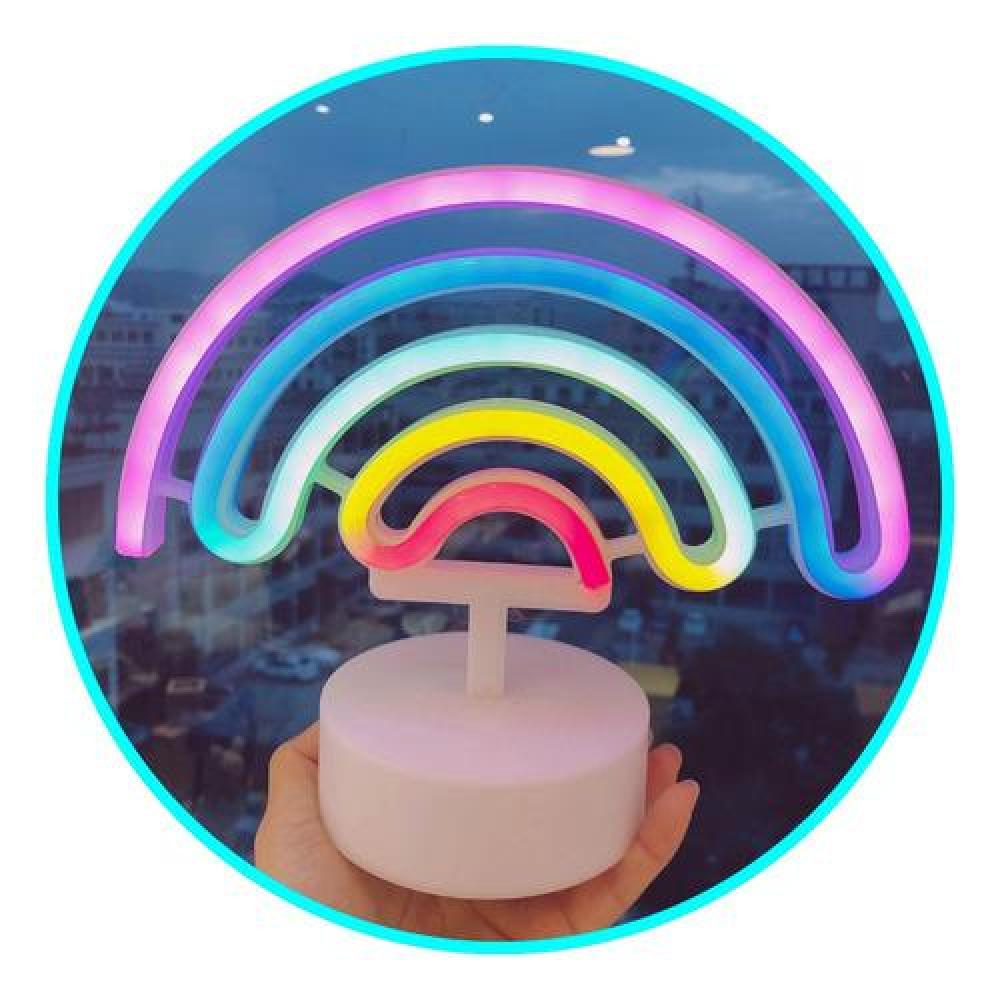 Lámpara Neón led Arcoiris pila decoración