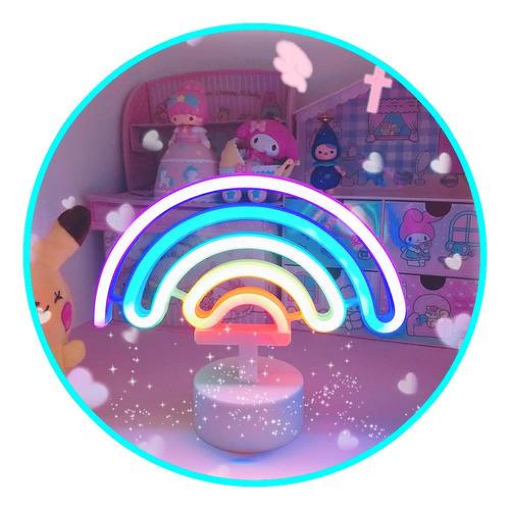 Lámpara Neón led Arcoiris pila decoración