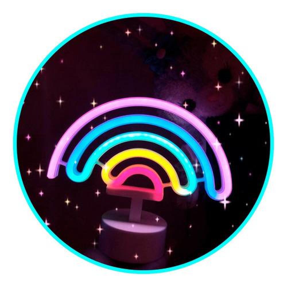 Lámpara Neón led Arcoiris pila decoración