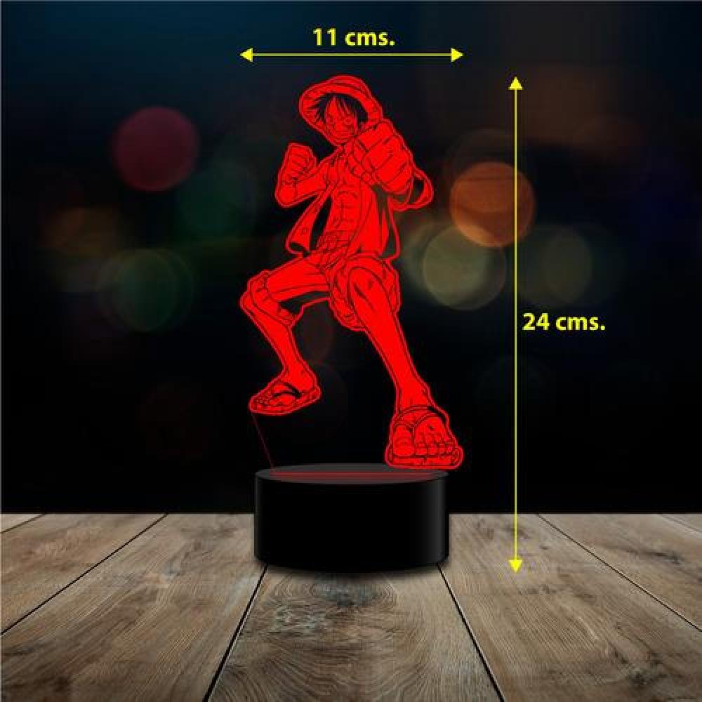lampara 3D Monkey D. Luffy One Piece 16 colores c/ remoto