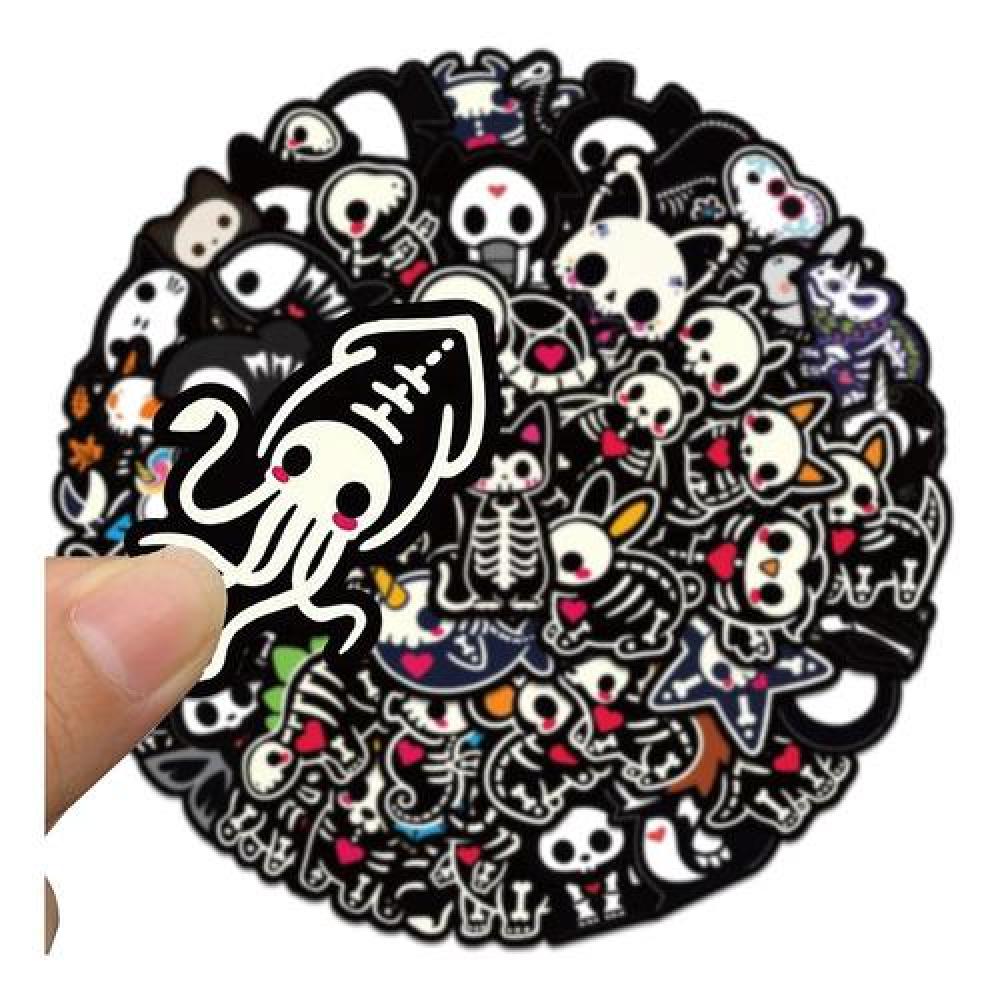 Set Stickers calcomonias Animalitos corazon skull black love
